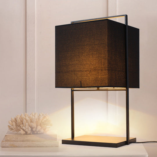 Ruby - Modern Cube Nightstand Light Fabric Table Lamp Black