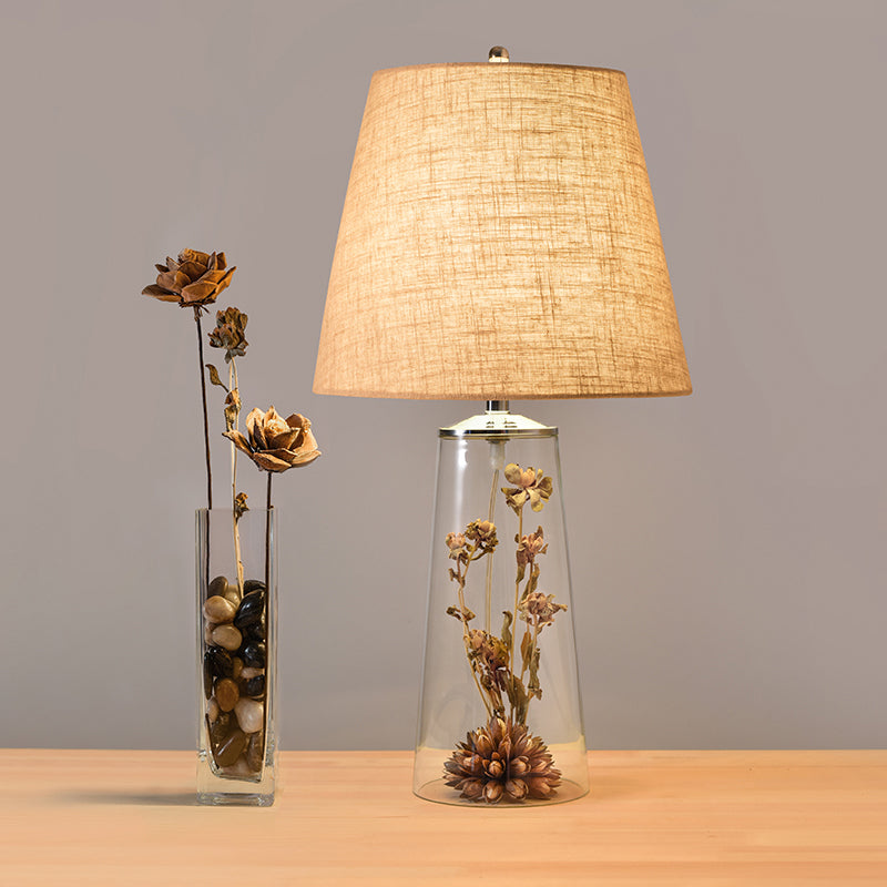 Françoise - Clear Waterdrop Glass Table Light with Dried Flower Decor