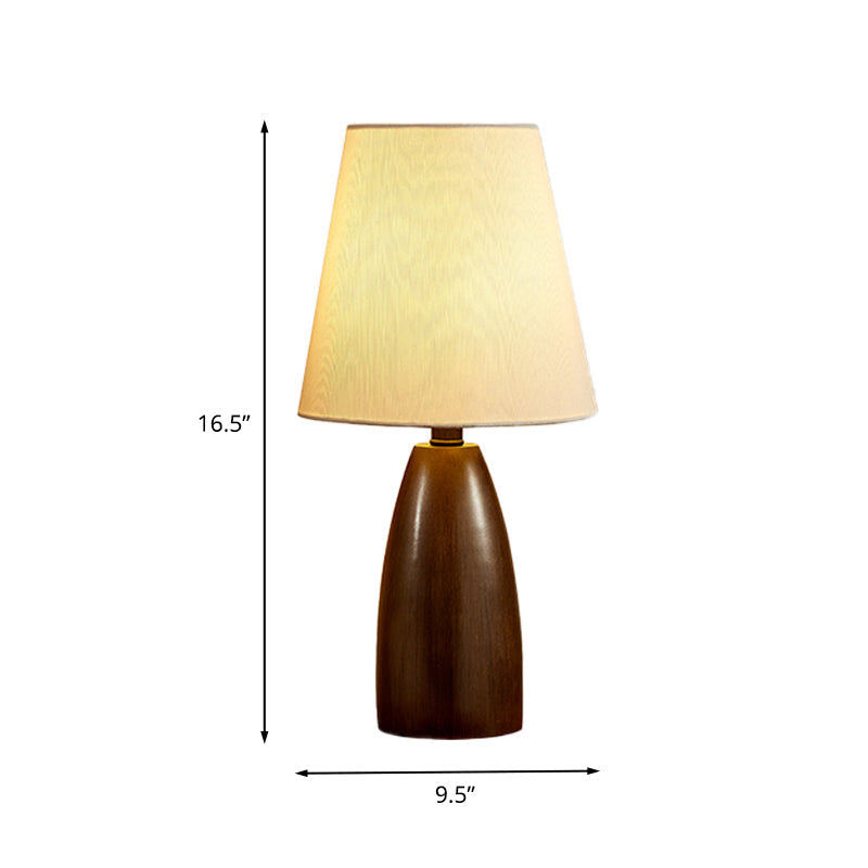 Elnath - Nordic Resin Jar Night Stand Lamp Nordic Single Bulb Brown Table Light with Deep Cone Fabric Shade