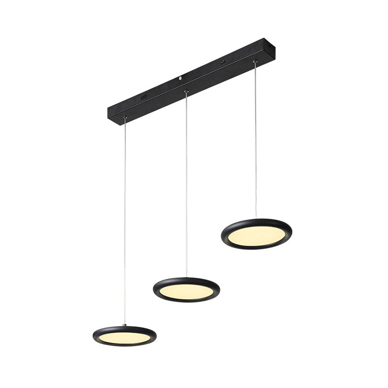 Minimalist Black/White Multi-Light Pendant with 3 Acrylic Disc Lights - Warm/White Light, Ideal for Kitchen Dinette