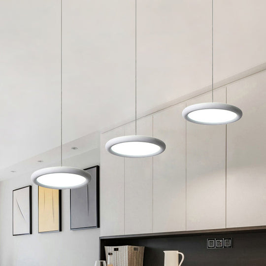 Minimalist Black/White Thin Disc Pendant Light - 3-Light Acrylic Ceiling Fixture In Warm/White Ideal