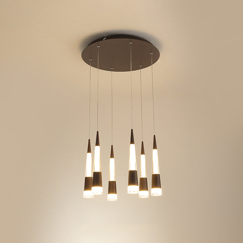 Height Adjustable Modern Style Multi Hanging Light With 6 Bulbs - Aluminum Led Pendant Lighting For
