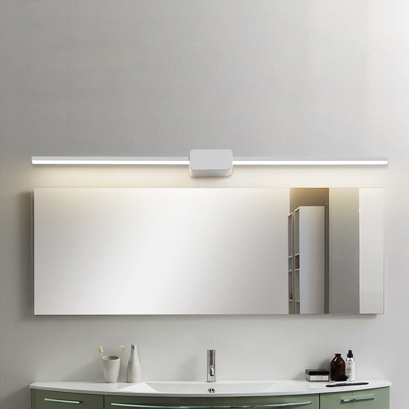 Minimalist White Iron Wall Sconce - Led Vanity Light In Warm/White 16/ 23.5/ 31.5 Inches Long / 16