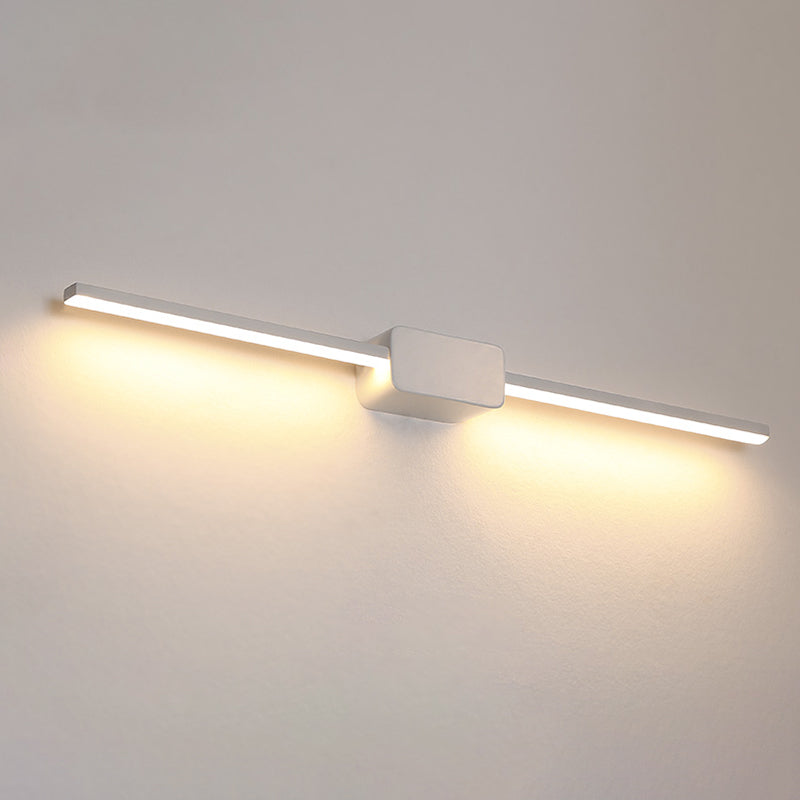 Minimalist White Iron Wall Sconce - Led Vanity Light In Warm/White 16/ 23.5/ 31.5 Inches Long