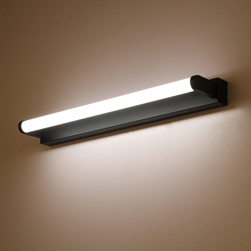 Minimalistic Led Vanity Sconce Bathroom Wall Light - Black Tubular Acrylic Shade (16/20/24 L)