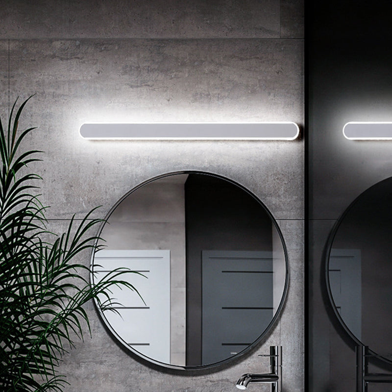 Minimalist Led Vanity Mirror Light - Oblong Flush Wall Sconce In Warm/White 16/23.5/31.5 Inch Length