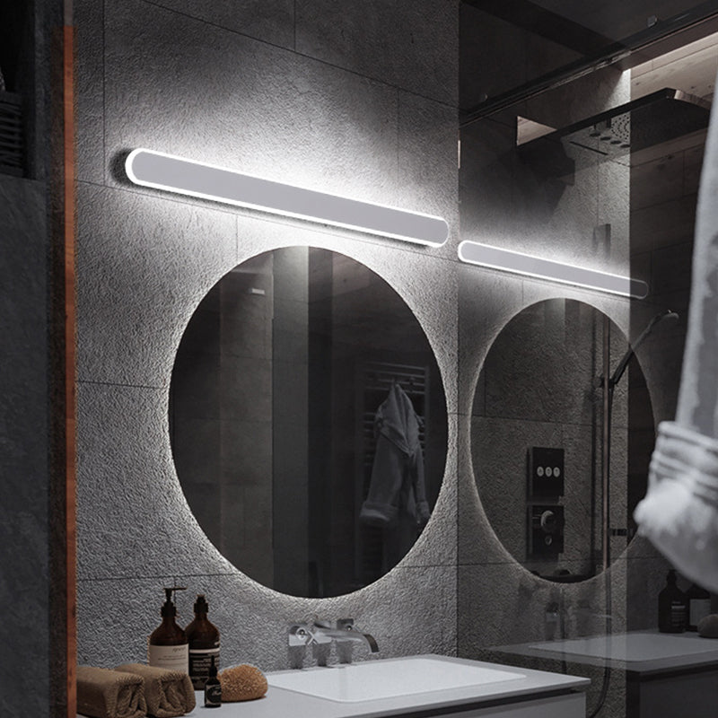 Minimalist Led Vanity Mirror Light - Oblong Flush Wall Sconce In Warm/White 16/23.5/31.5 Inch Length