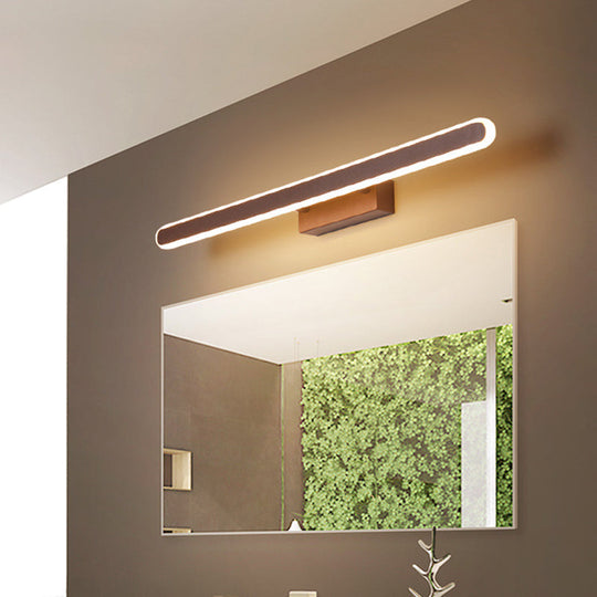 Minimalist Iron Sconce: 16/23.5/31.5 Led Vanity Wall Light Brown Finish - Warm/White Ideal For