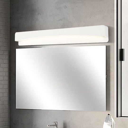 Led Bath Vanity Light With Modern Metal Shade - White Surface Wall Sconce In Three Sizes