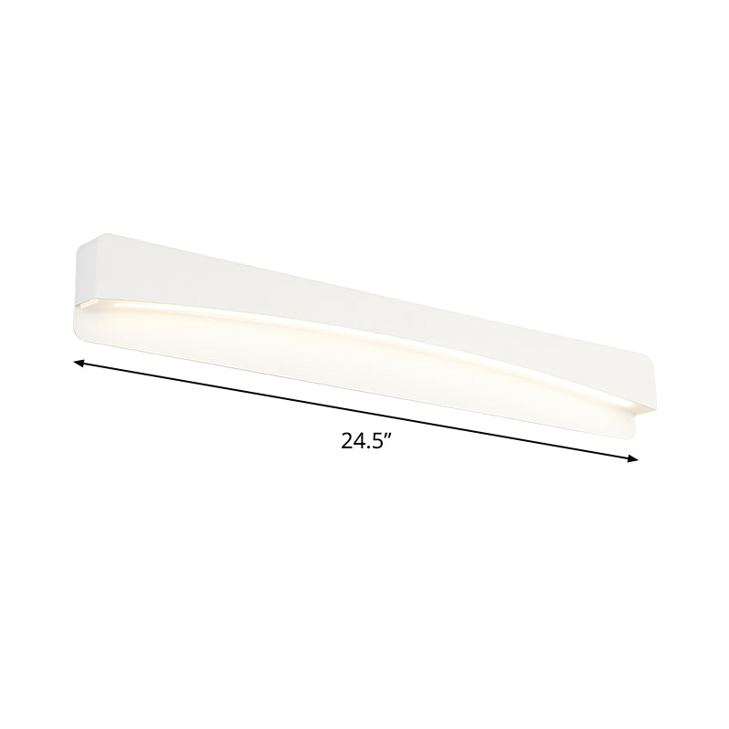 Led Bath Vanity Light With Modern Metal Shade - White Surface Wall Sconce In Three Sizes