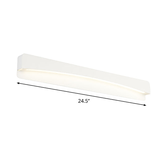 Led Bath Vanity Light With Modern Metal Shade - White Surface Wall Sconce In Three Sizes