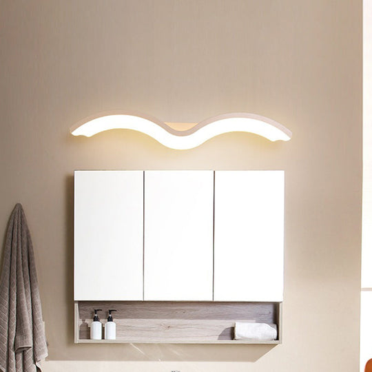 Minimalist Black/White Wavelet Led Wall Sconce With Frosted Diffuser Available In 16 23.5 Or 31.5