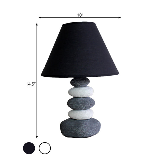 Antique White/Black Barrel Table Light With Ceramic Base - Elegant Nightstand Lighting For Living
