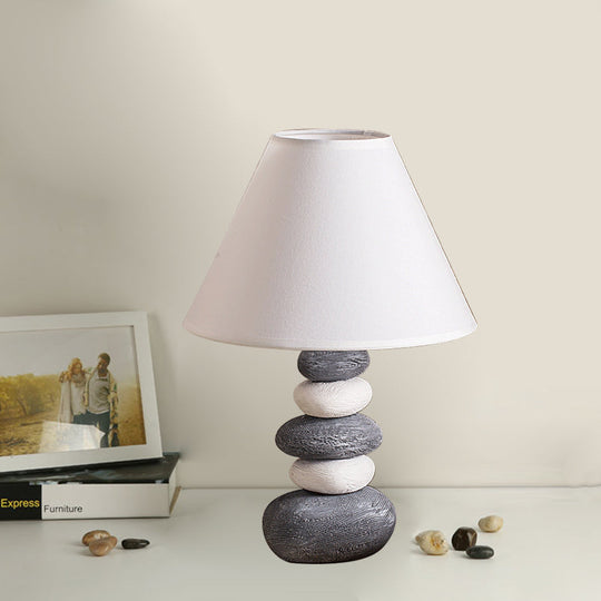Antique White/Black Barrel Table Light With Ceramic Base - Elegant Nightstand Lighting For Living