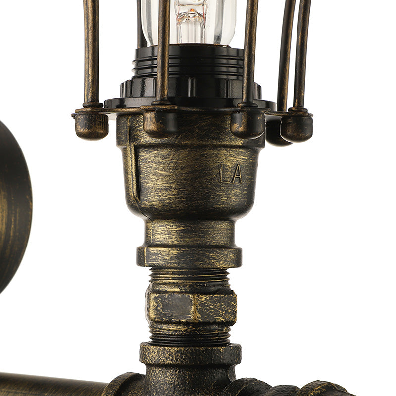 Vintage Brass Wall Lamp With Water Drop Cage Shade - 2 Bulb Living Room Fixture