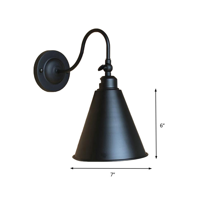 Industrial Black Metal Wall Sconce Light With Gooseneck Arm For Bedroom