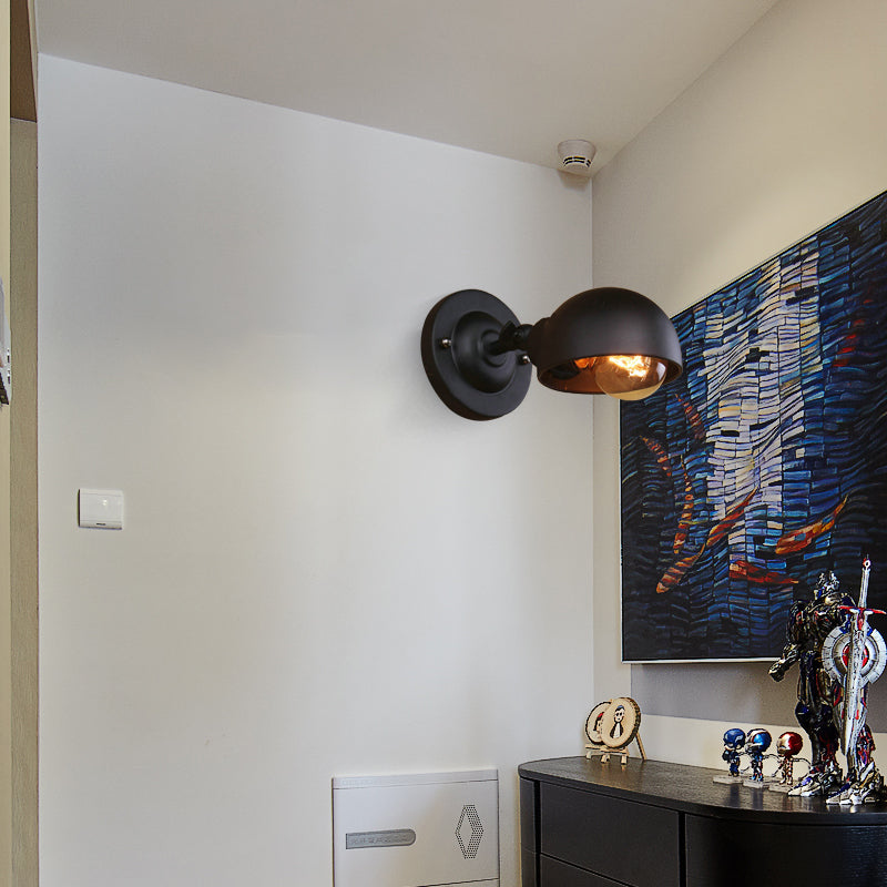 Dome Shade Metal Wall Sconce - Adjustable And Stylish Mountable Light For Bedroom Black / 3