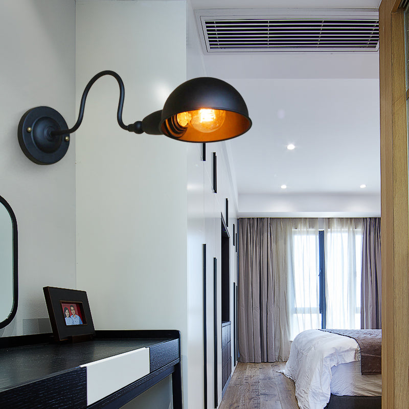 Dome Shade Metal Wall Sconce - Adjustable And Stylish Mountable Light For Bedroom Black / 8