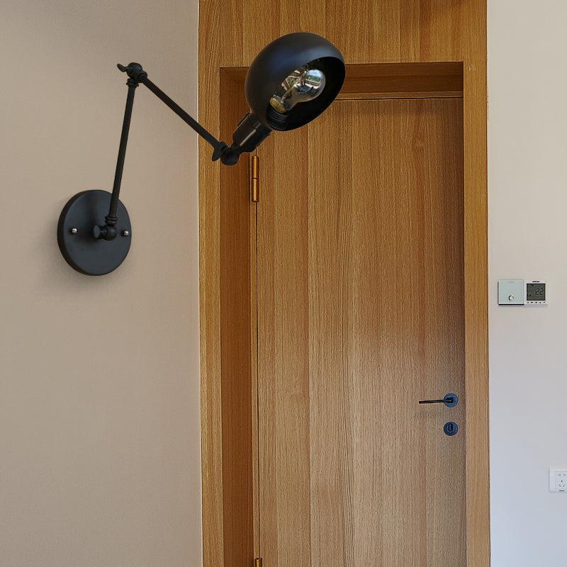 Dome Shade Metal Wall Sconce - Adjustable And Stylish Mountable Light For Bedroom Black / 12+12
