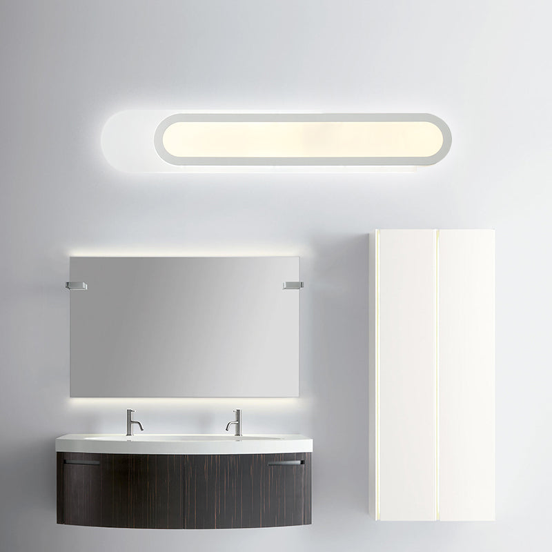 Modern Led Vanity Light With Acrylic Shade - White Wall Sconce Warm/White 12/18/20 Wide