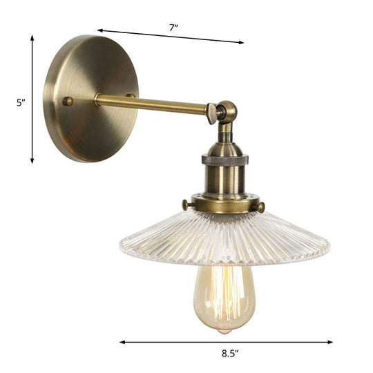 Industrial Wall Sconce With Clear Prismatic Glass Shade - Perfect For Dining Rooms