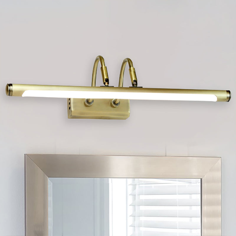 Modern Metal Led Vanity Light - Tubed Wall Fixture Adjustable 16.5/20.5 W Gold Finish Arced Arm