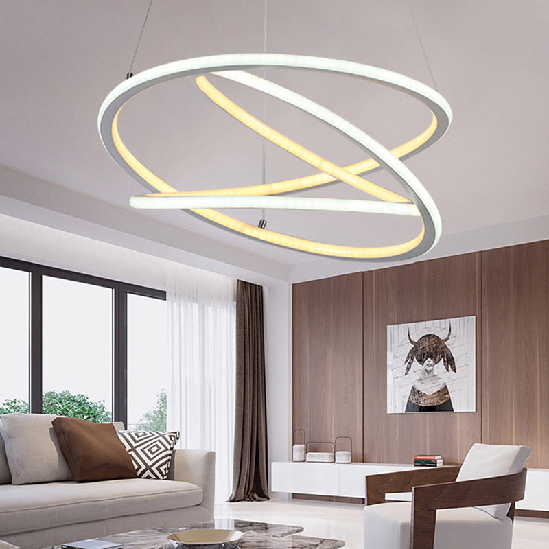 Sleek Acrylic Led Ceiling Light Fixture: Modern Spiral Chandelier Pendant For Living Room In