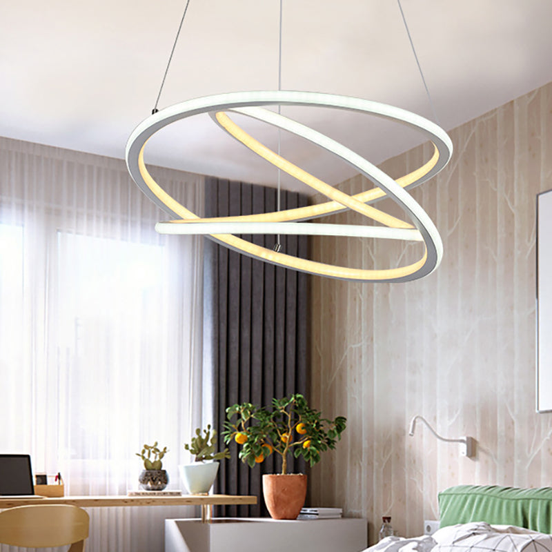 Sleek Acrylic Led Ceiling Light Fixture: Modern Spiral Chandelier Pendant For Living Room In