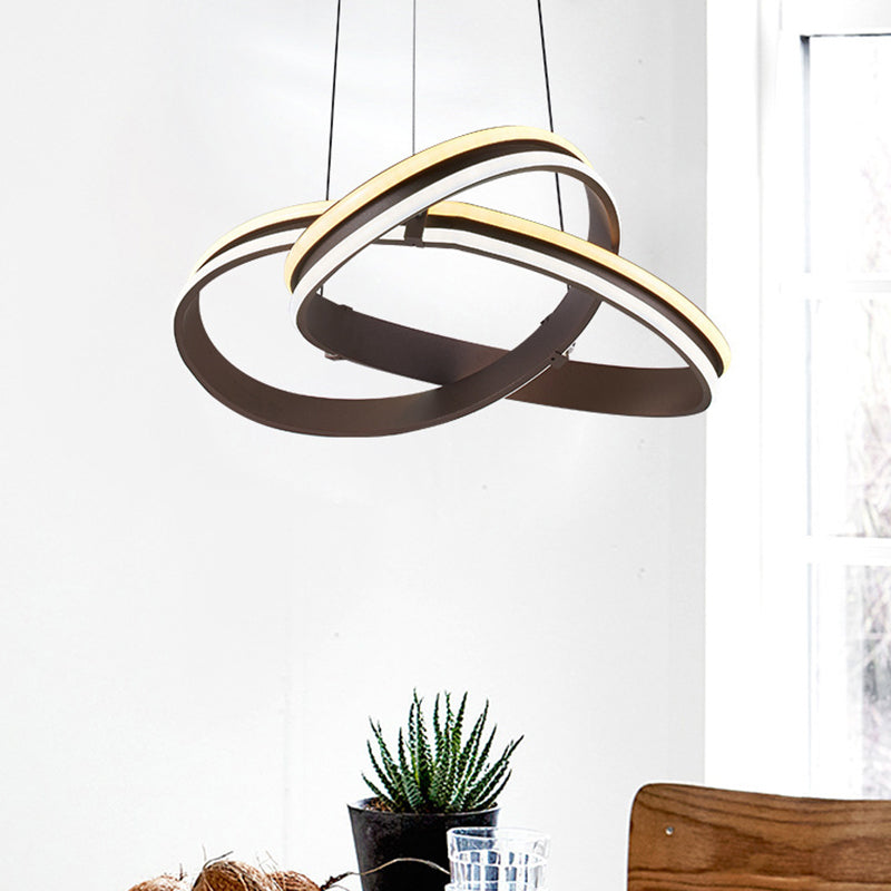 Contemporary Led Brown Acrylic Chandelier Light - Winding Ceiling Pendant In Warm/White/Natural /