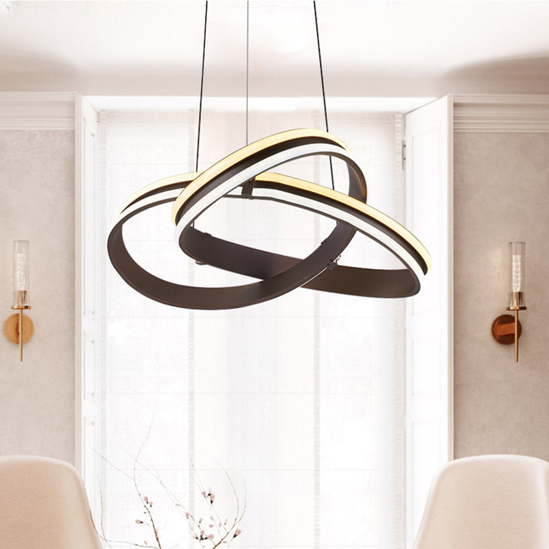 Contemporary Led Brown Acrylic Chandelier Light - Winding Ceiling Pendant In Warm/White/Natural