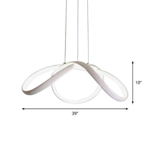 Led Single Light Chandelier: Stylish Bedroom Pendant With Twisted Acrylic Shade In Warm/White