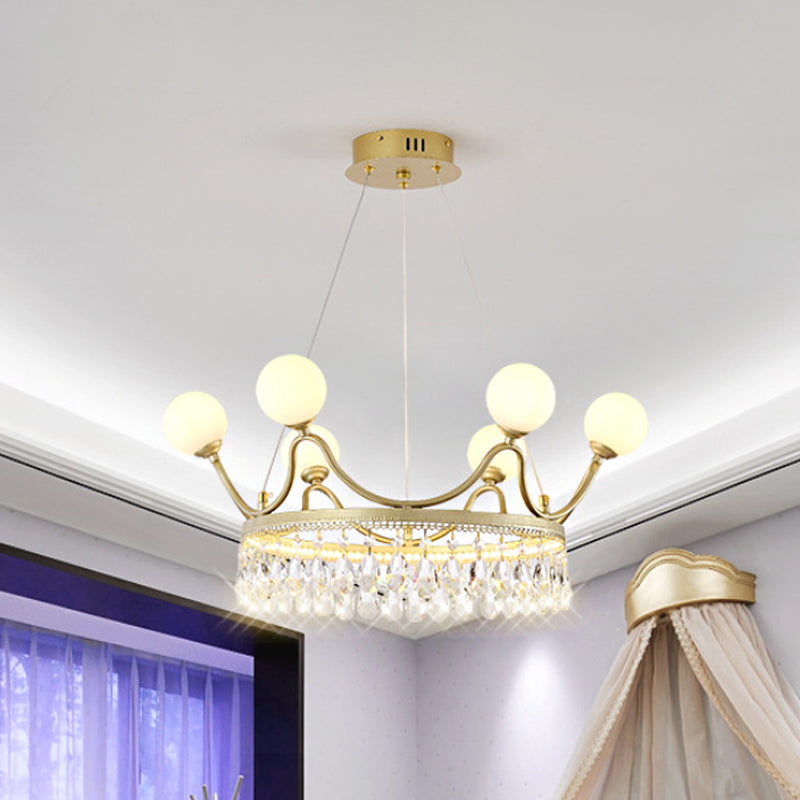 Contemporary Gold Crown Crystal Chandelier - 6/8-Light Suspended Lighting Fixture