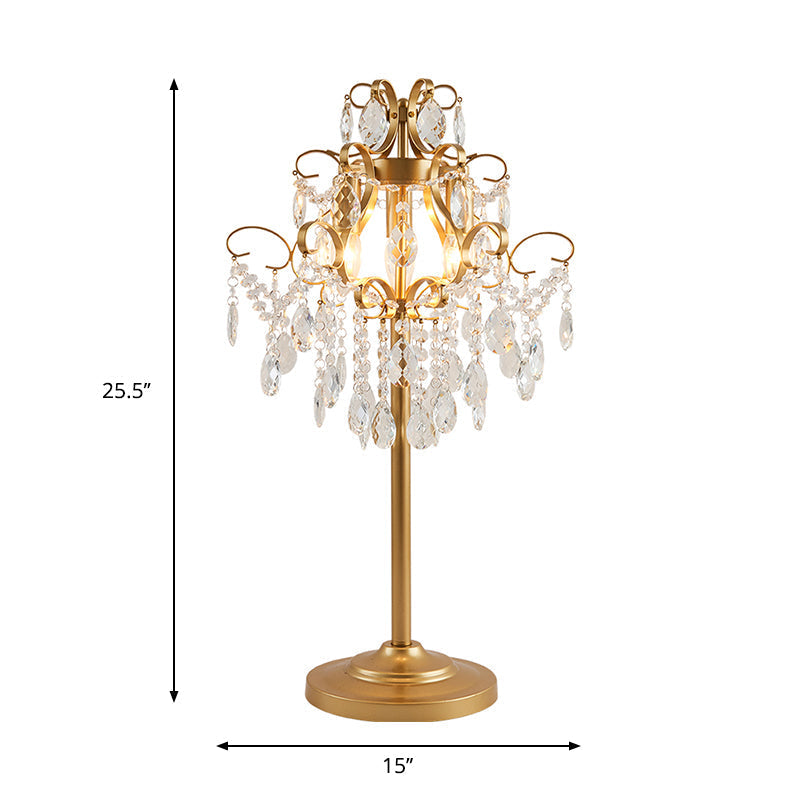 Mila - Faceted Crystal Table Light: Modern Style Brass Night Lamp – 2 Bulbs