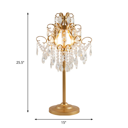 Modern Cascading Crystal Table Light With Faceted Design - Brass Night Lamp For Sitting Room (2