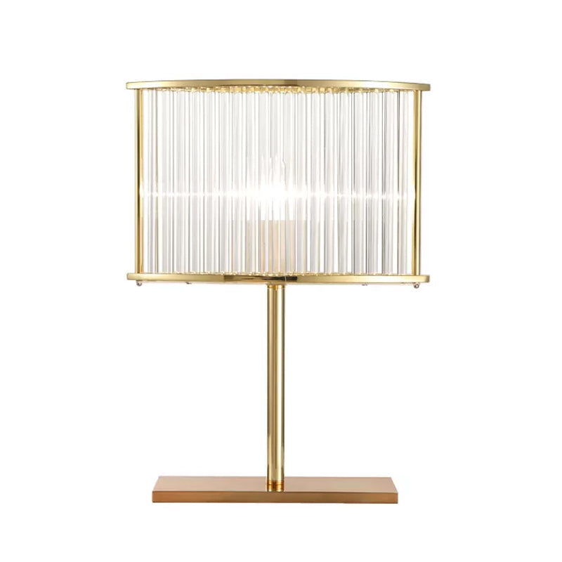 Contemporary Gold Crystal Bar Desk Lamp - Oval Nightstand Light