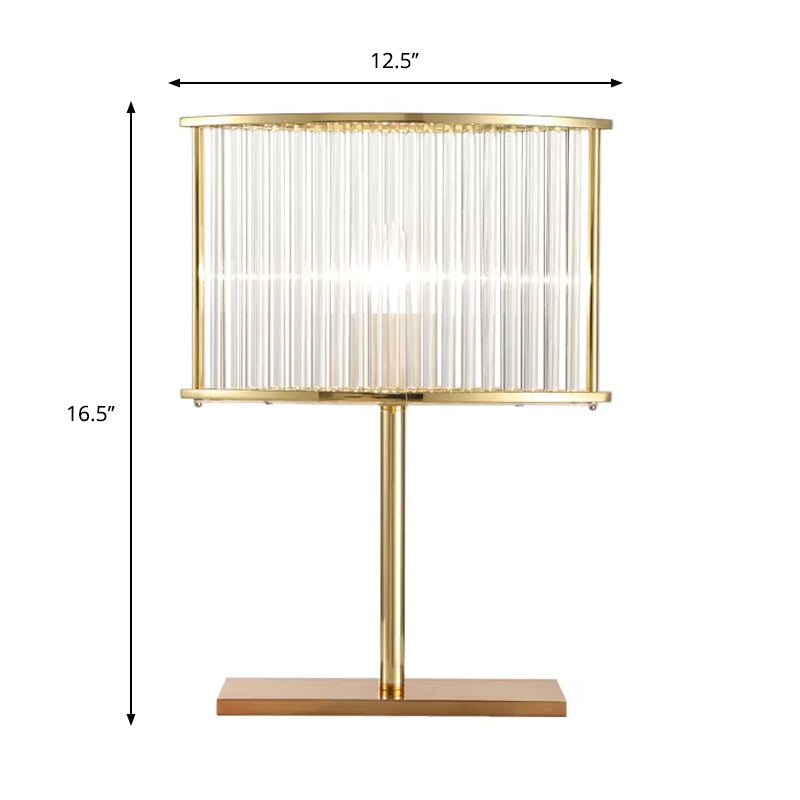 Contemporary Gold Crystal Bar Desk Lamp - Oval Nightstand Light