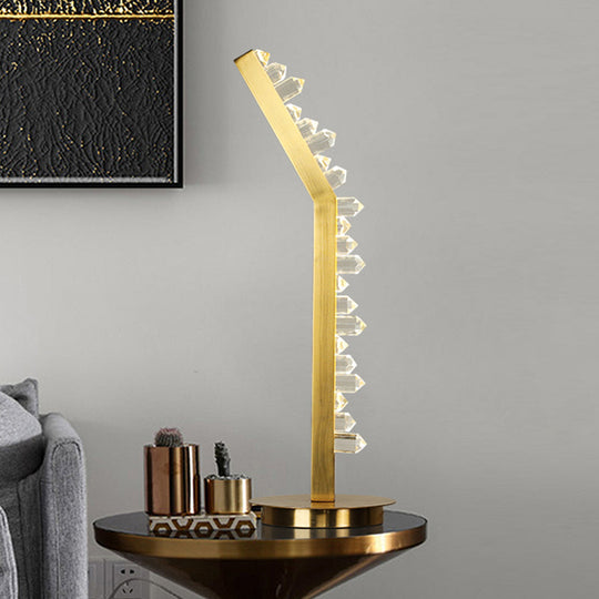 Modern Gold Crystal Table Lamp With Metal Shade In Warm/White Light For Study Room / White