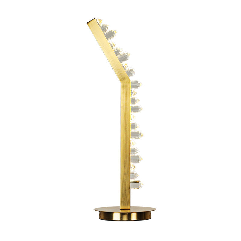 Modern Gold Crystal Table Lamp With Metal Shade In Warm/White Light For Study Room