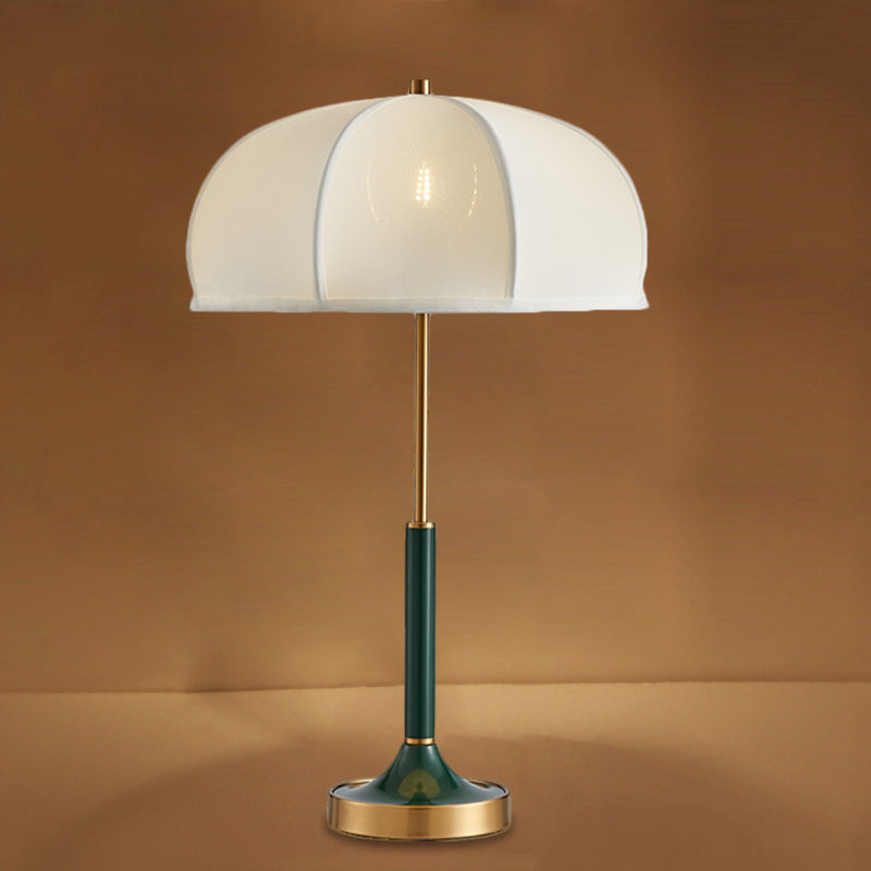 Traditional Gold Single Bulb Desk Lamp - Elegant Fabric Umbrella Nightlight For Living Room / B