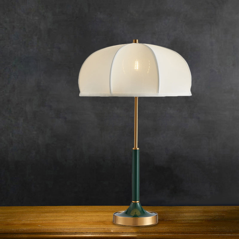Traditional Gold Single Bulb Desk Lamp - Elegant Fabric Umbrella Nightlight For Living Room