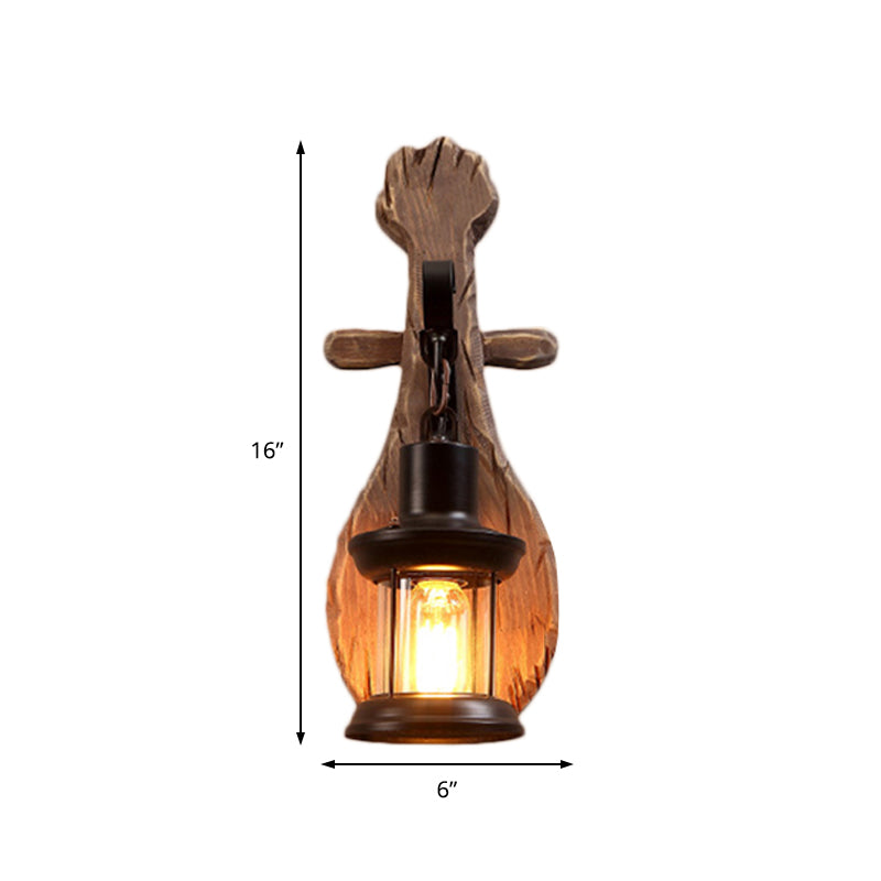 Coastal Clear Glass Lantern Wall Sconce With Spoon: Stylish Dining Room Lighting Fixture