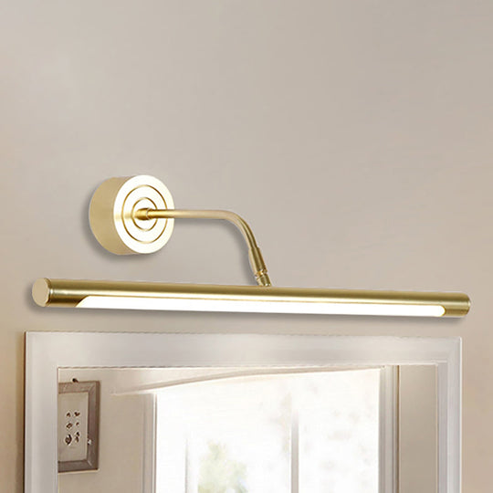 Slim Golden Led Vanity Mirror Light With Modern Metal Design - 16/20 Wall Mount Lamp For Bedroom