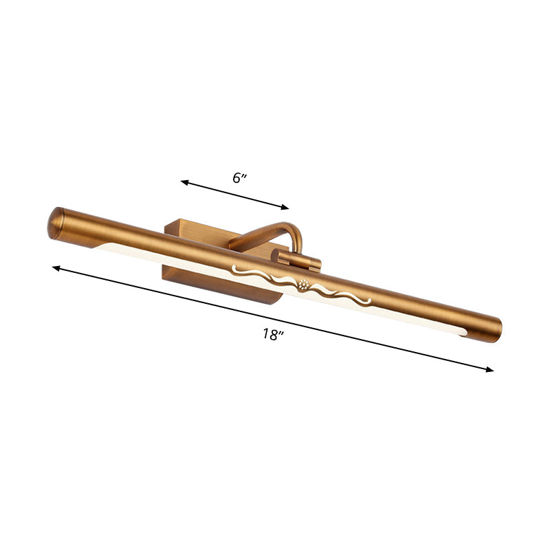 Vintage Linear Wall Mounted Led Vanity Light With Straight Arm - Bronze Finish