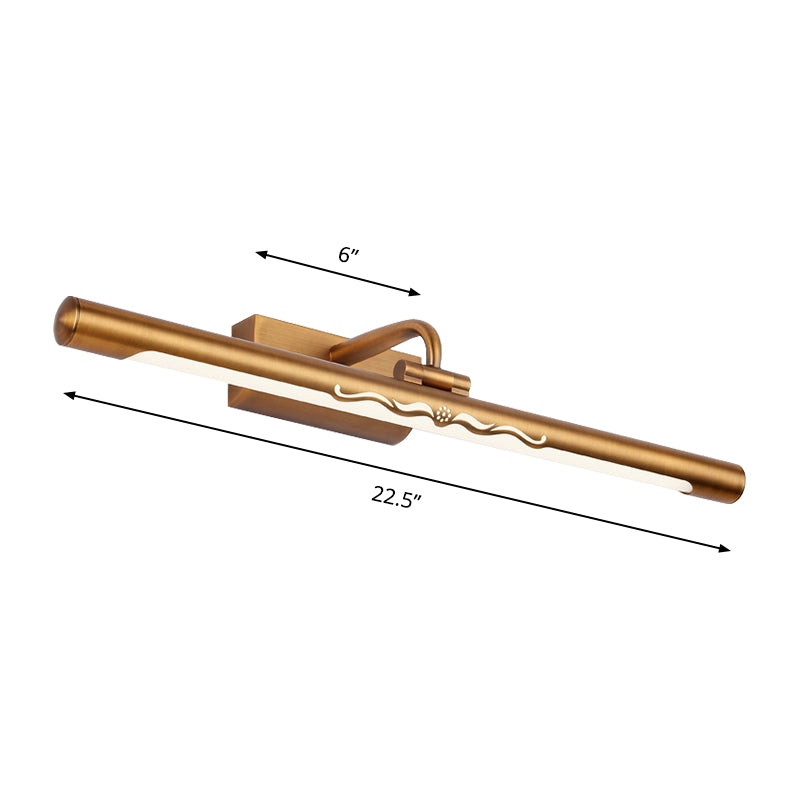 Vintage Linear Wall Mounted Led Vanity Light With Straight Arm - Bronze Finish