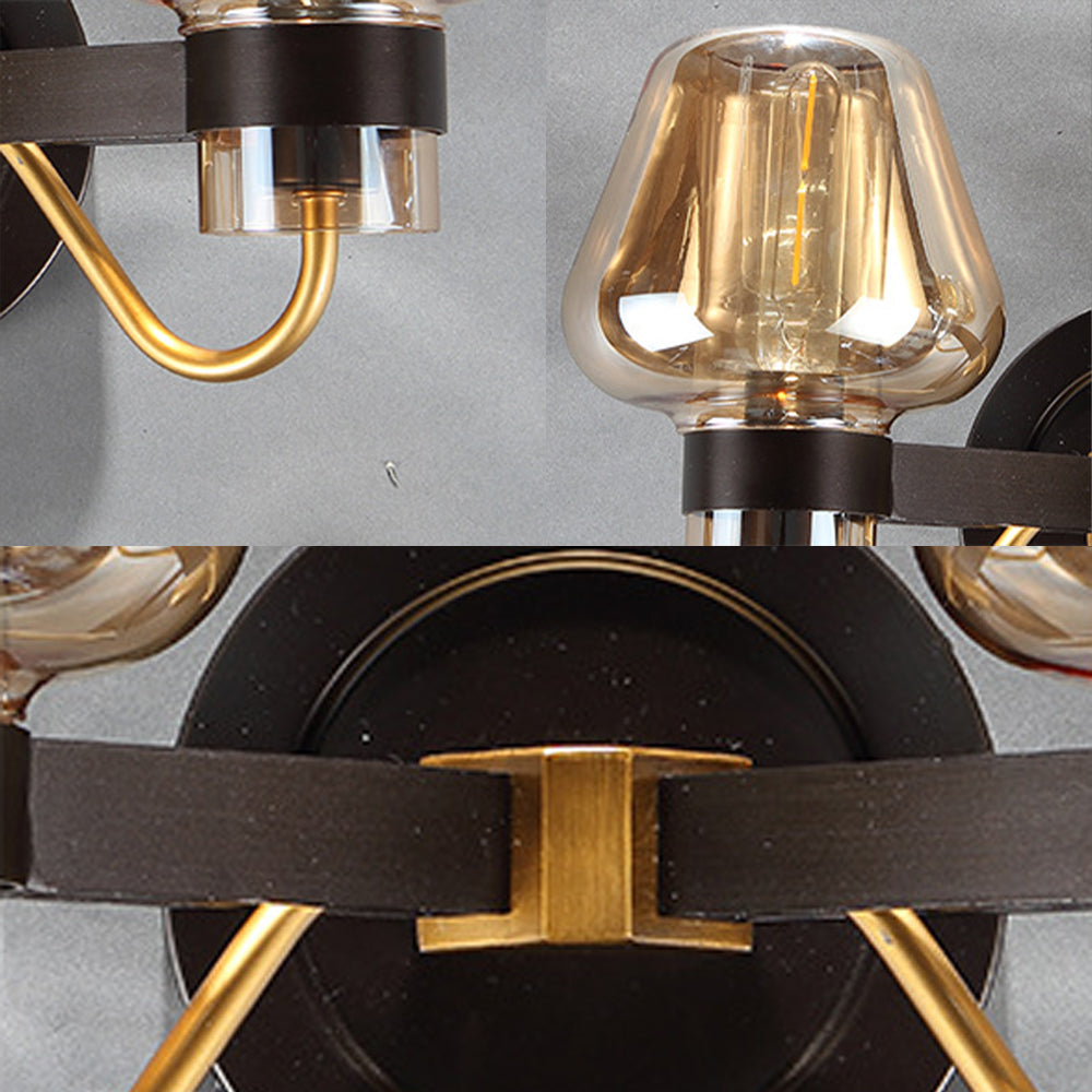 Modern 2-Bulb Wall Light: Mushroom Shade Smoked Glass Sconce For Bedroom Lighting