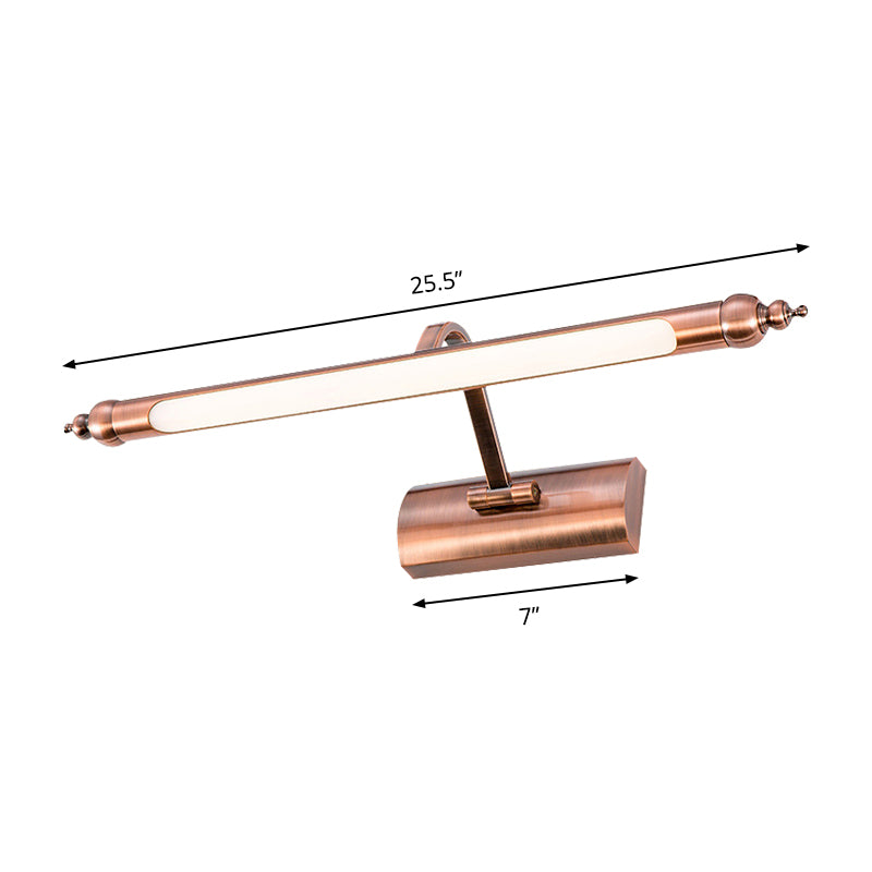 18/22 Led Bathroom Vanity Sconce Light With Linear Metal Shade In Warm/White Lighting - Copper Wall
