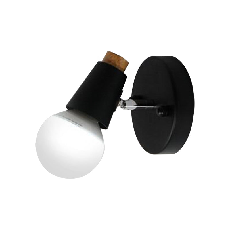 Bare Bulb Metal Cup Sconce Light: Industrial 1-Light Black Bathroom Wall Lamp