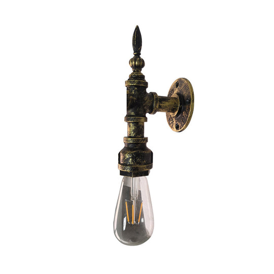 Iron Industrial Style Wall Sconce With Exposed Bulb For Bedroom Rustic Bronze/Rust Pipe Lamp