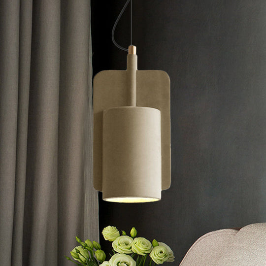 1-Light Cement Drop Pendant Factory Multi-Color Half-Cylinder Ceiling Lamp