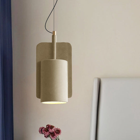 1-Light Cement Drop Pendant Factory Multi-Color Half-Cylinder Ceiling Lamp Yellow